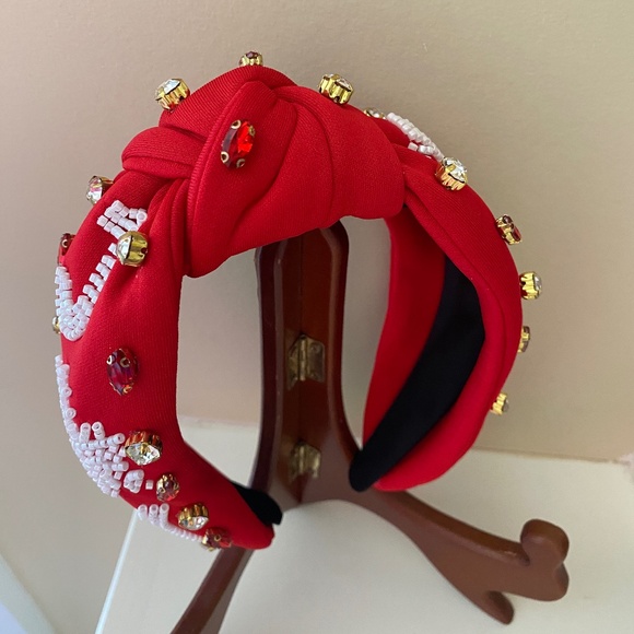 NEW "JOY" Holiday Embellished Jewel Headband With Top Knot - Picture 3 of 7